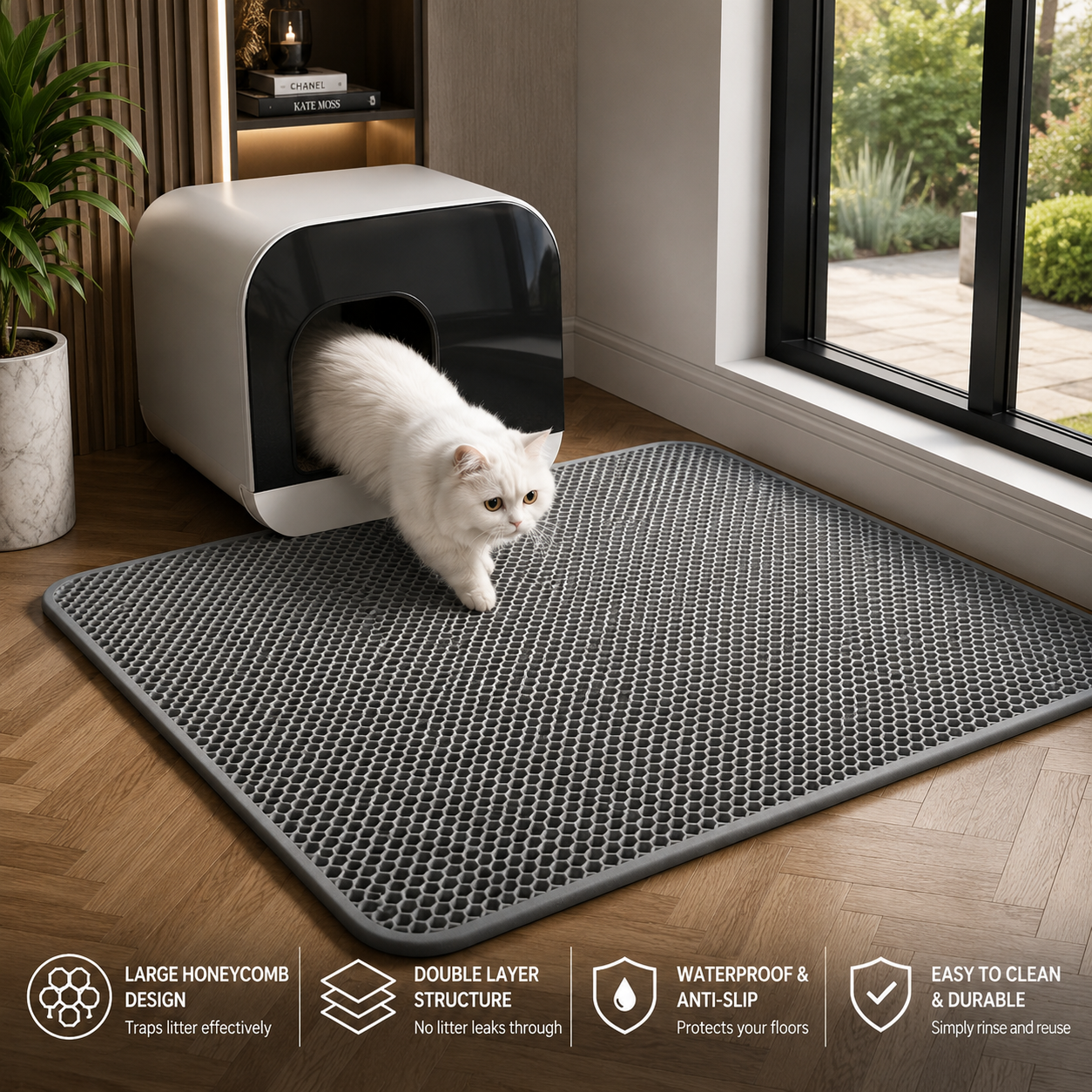 Tapis Anti-Litière Câlino – Double Couche Imperméable pour Chat
