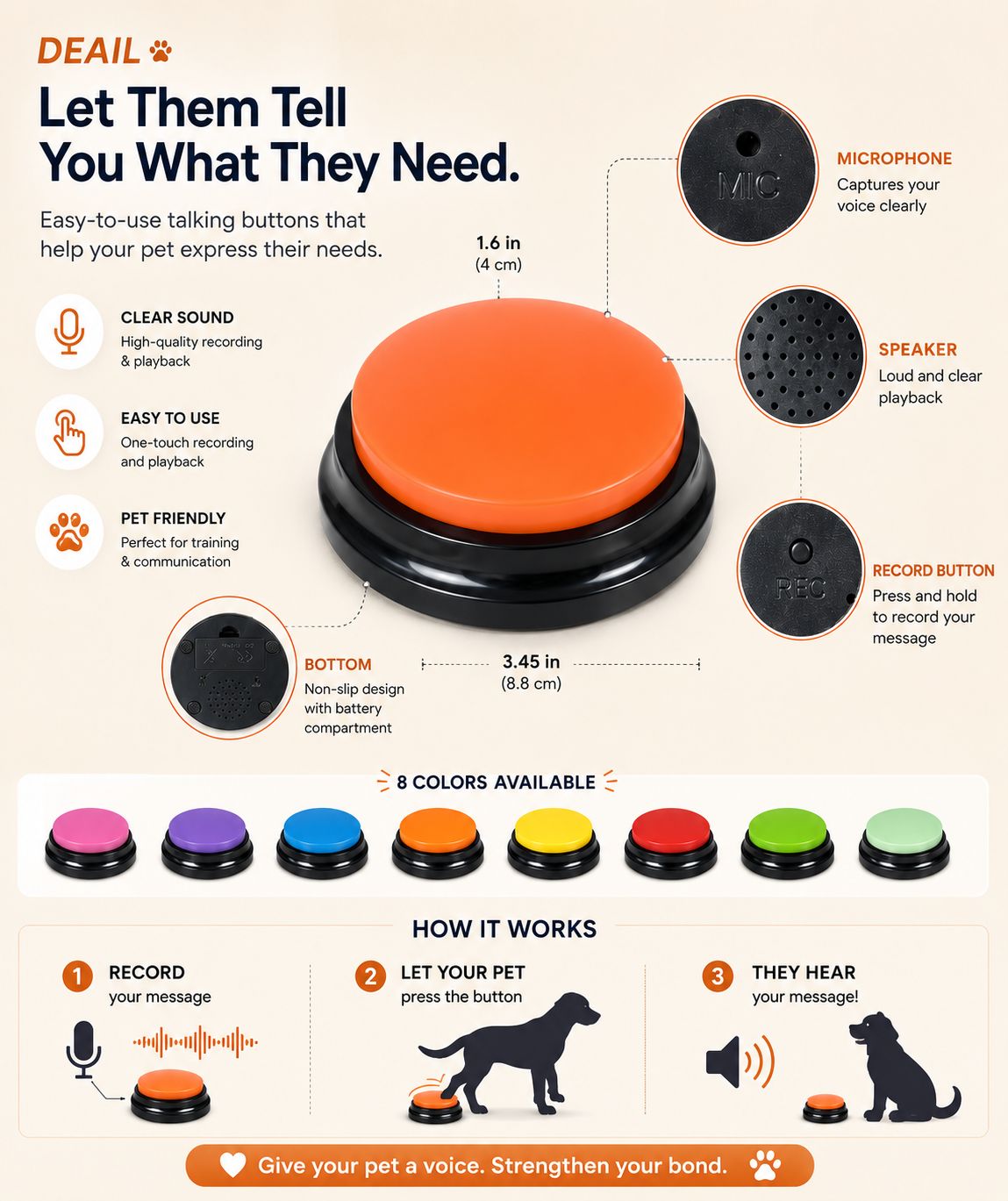 Boutons Parlants Câlino – Communication pour Chien