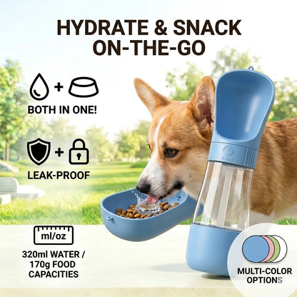The Ultimate 2-in-1 Portable Dog Water Bottle & Food Dispenser - Perfect for Outdoor Adventures with Your Furry Friends!