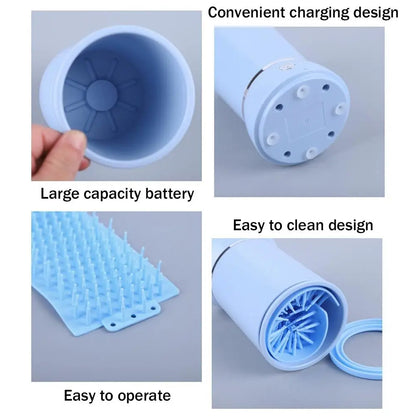 Effortless Paw Cleaning: Portable Automatic Dog & Cat Paw Washer with Gentle Massager - USB Rechargeable for Small to Medium Pets