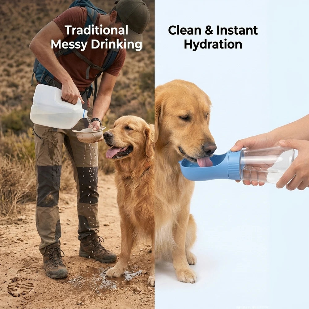 The Ultimate 2-in-1 Portable Dog Water Bottle & Food Dispenser - Perfect for Outdoor Adventures with Your Furry Friends!